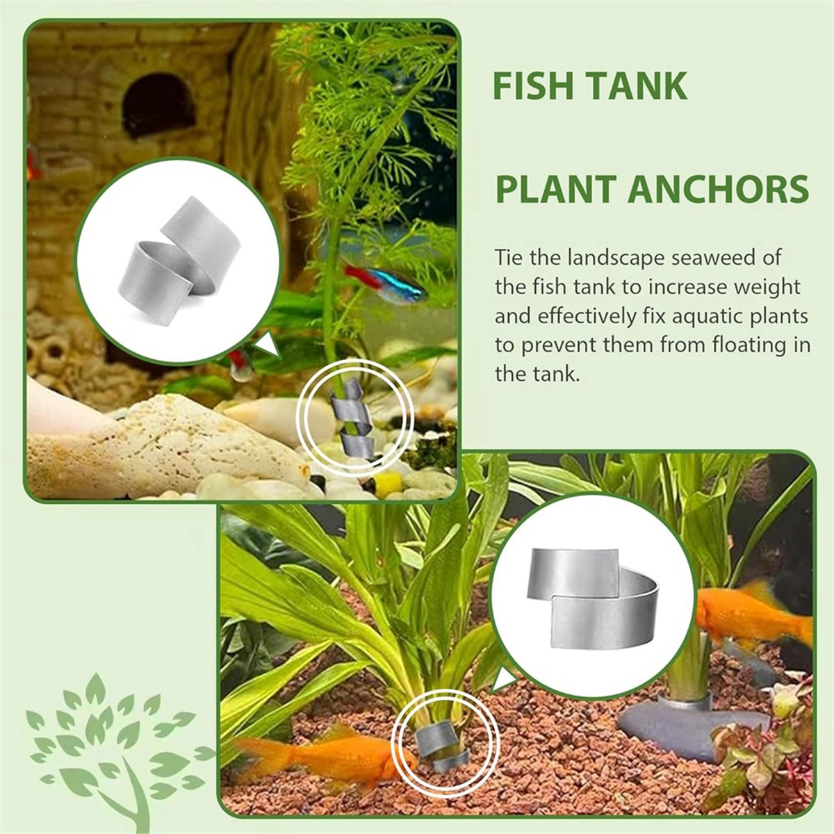 Live Plant Aquarium - Tijdbesparende aquariumplantgewichten voor aquariumplantenankers, plantenbevestigingsringbasis, om